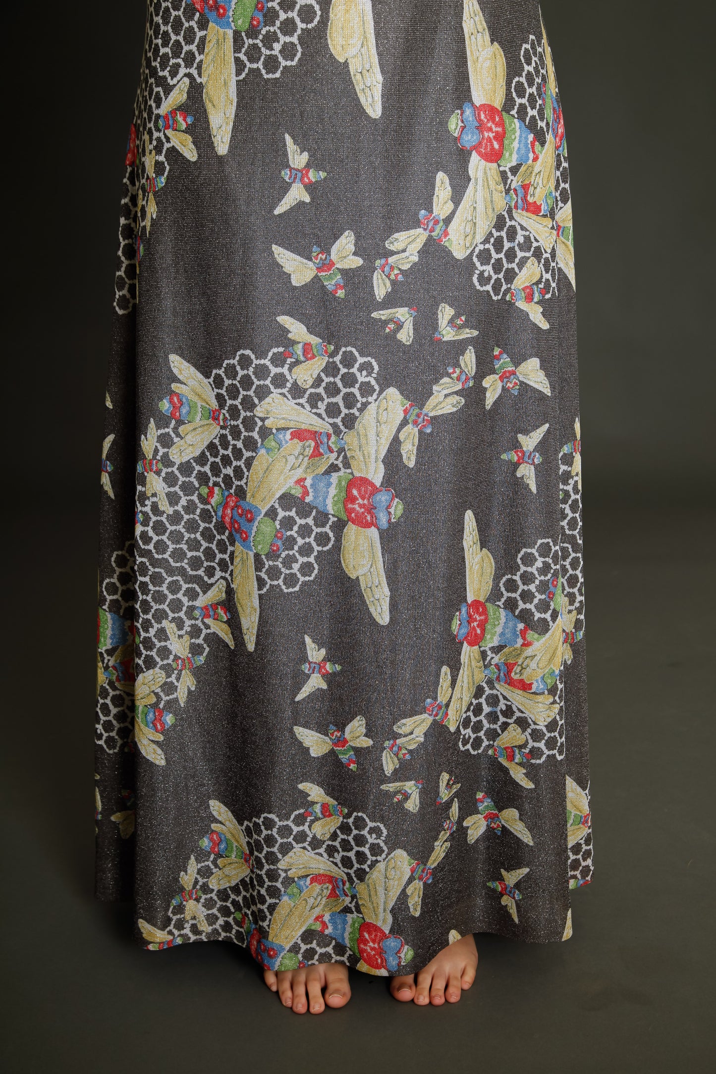 1970 Kisslene Carven Lurex Bees Evening Gown