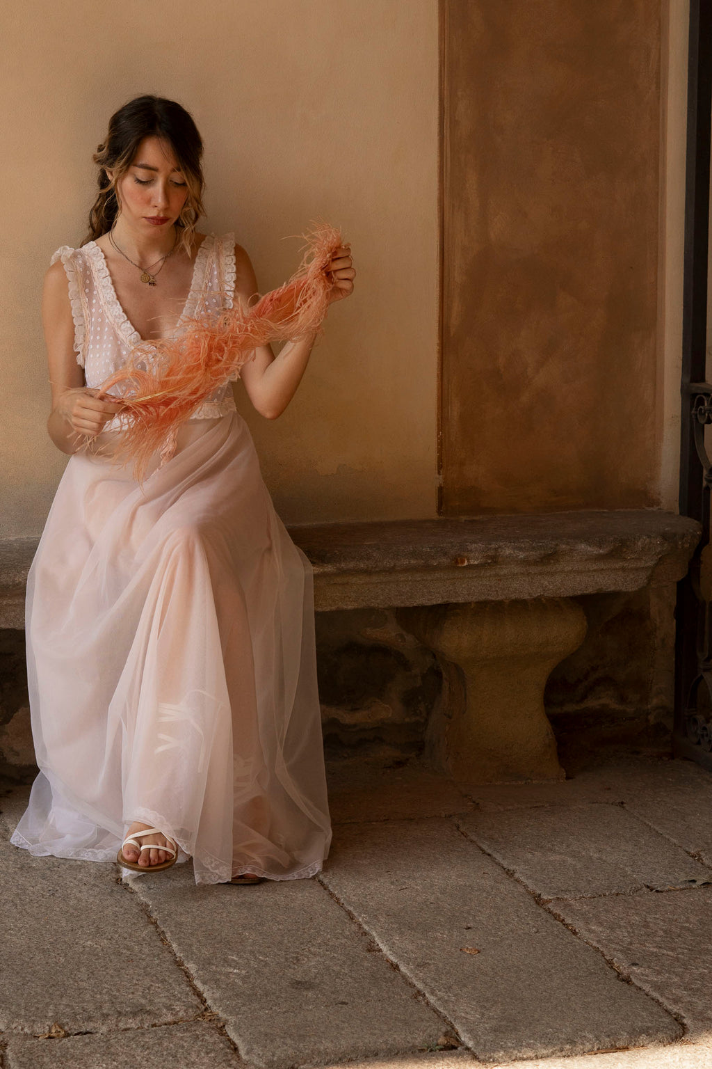 1960 Pale Pink Embroidered Nylon Nightgown