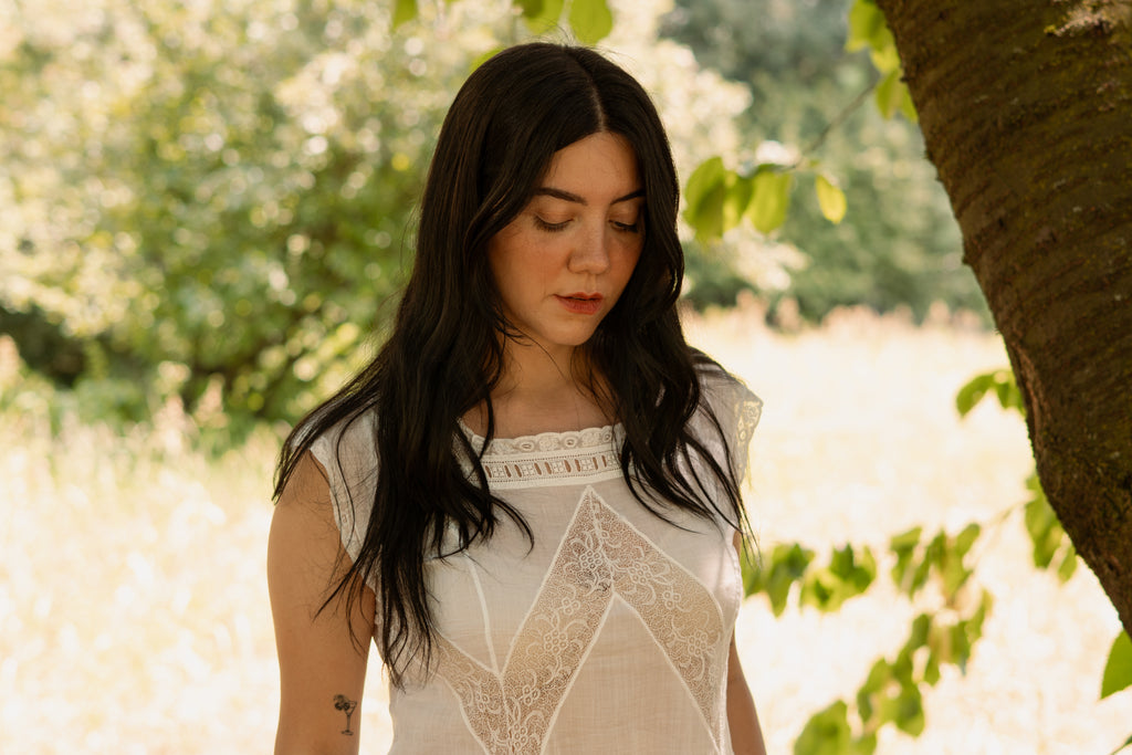 Antique Edwardian Cotton and Lace Slip Dress