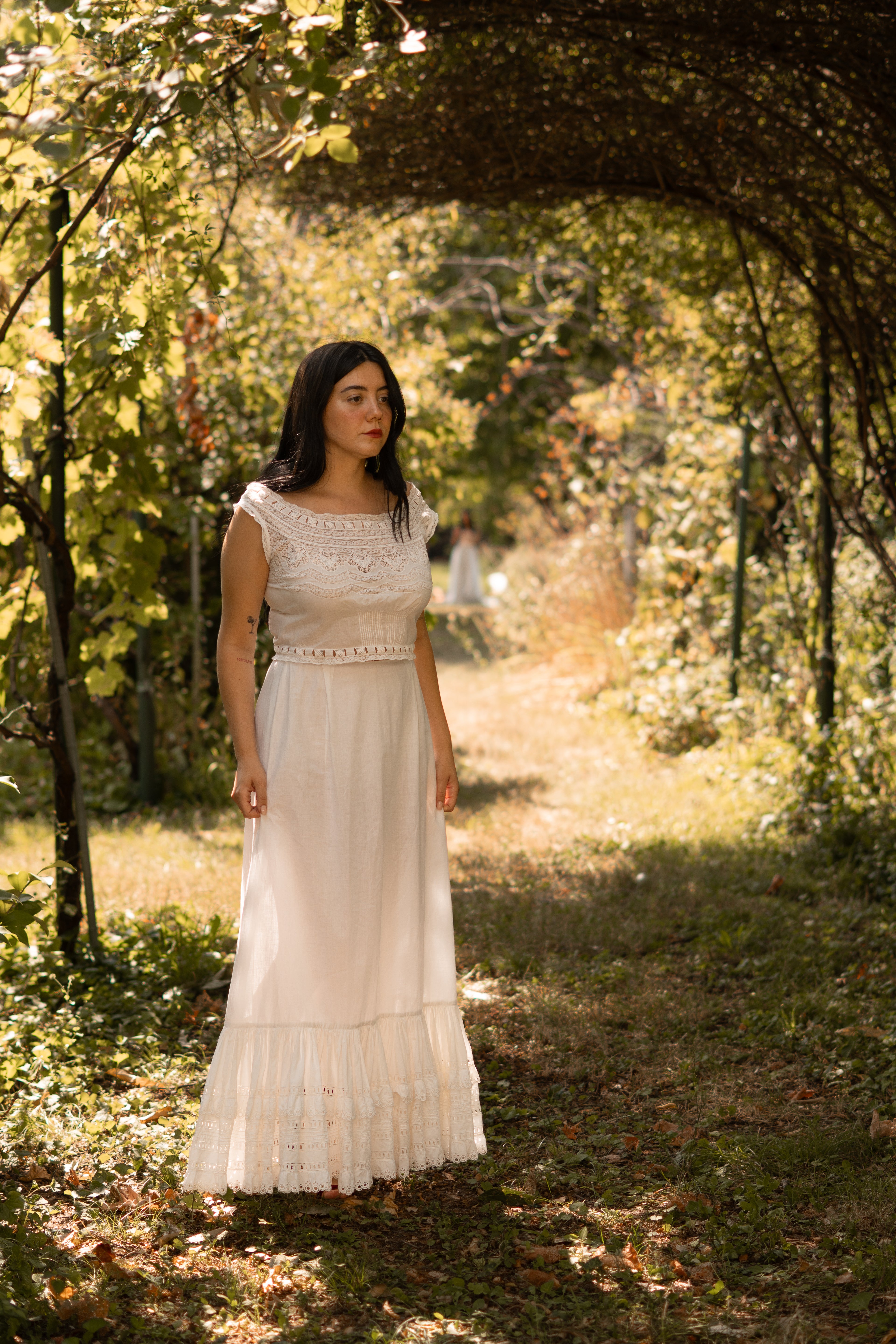 1970s Cotton Maxi Skirt with Broderie Anglaise Ruffles