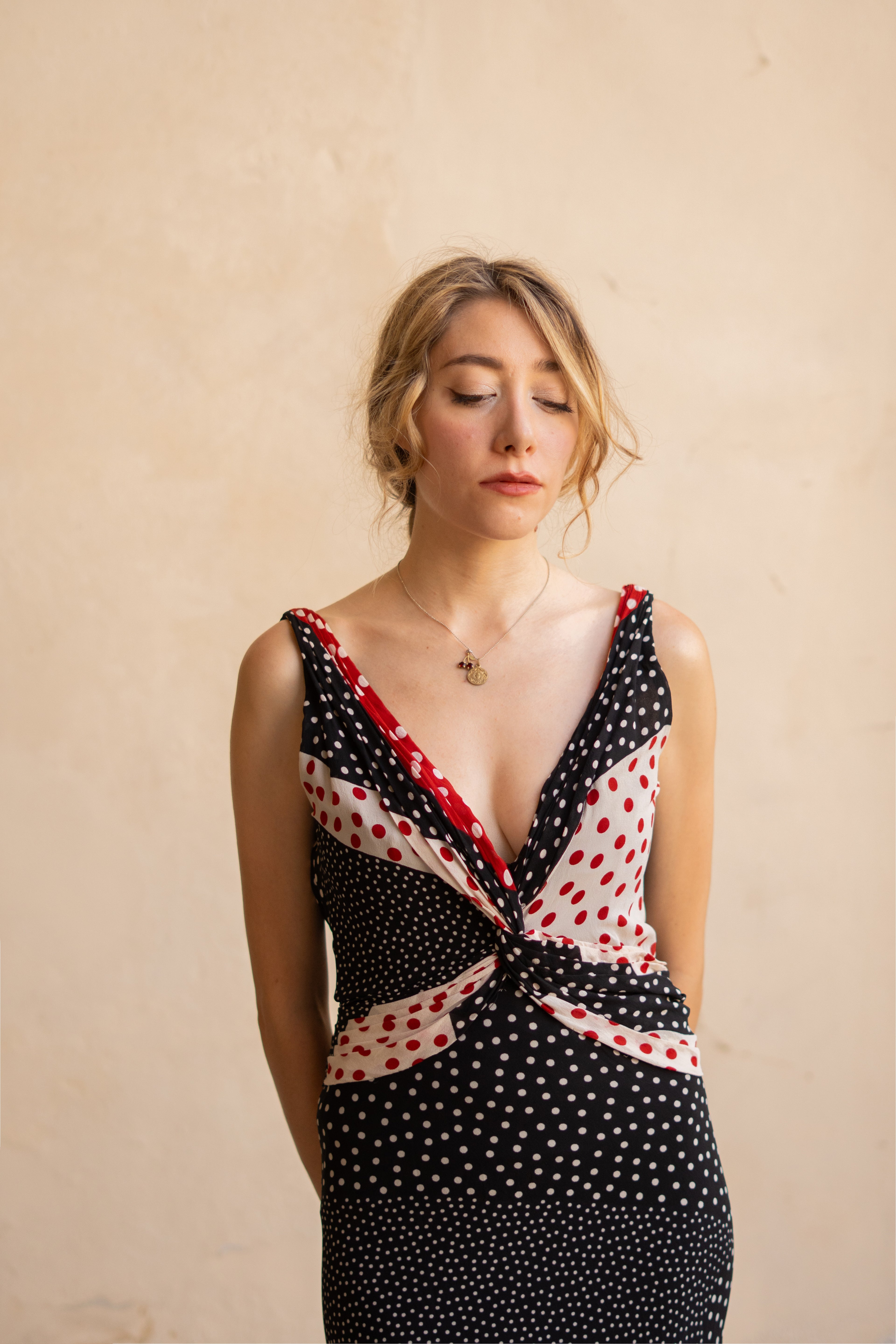 Y2K Odicini Couture Polka Dot Evening Dress