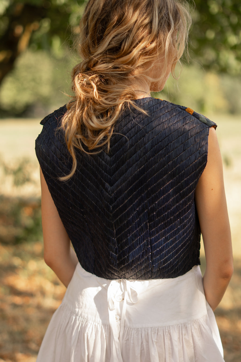 RARE 1920 Hand Embroidered Rafia Vest