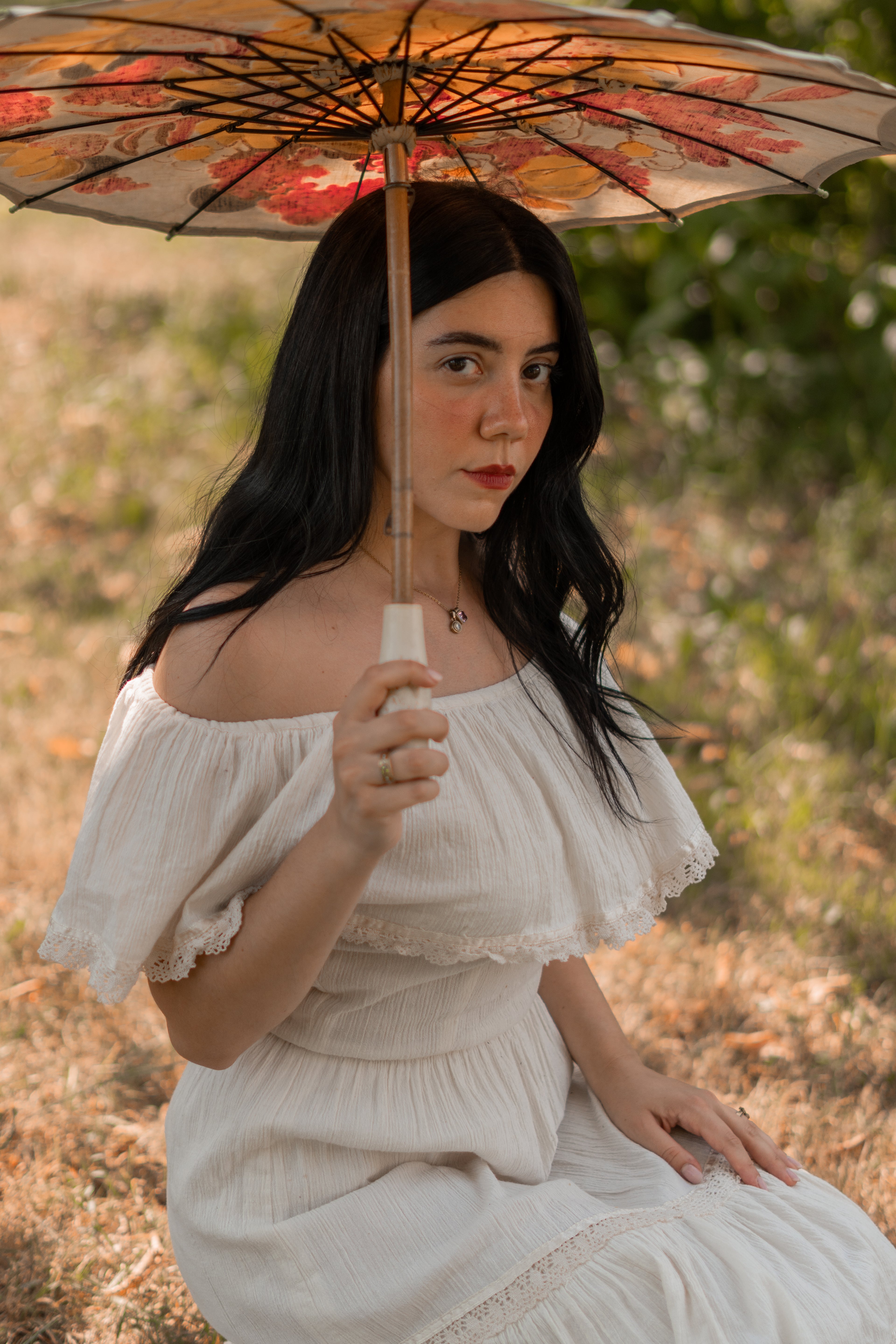 70s Mexican Traditional Off Shoulder Maxi Dress