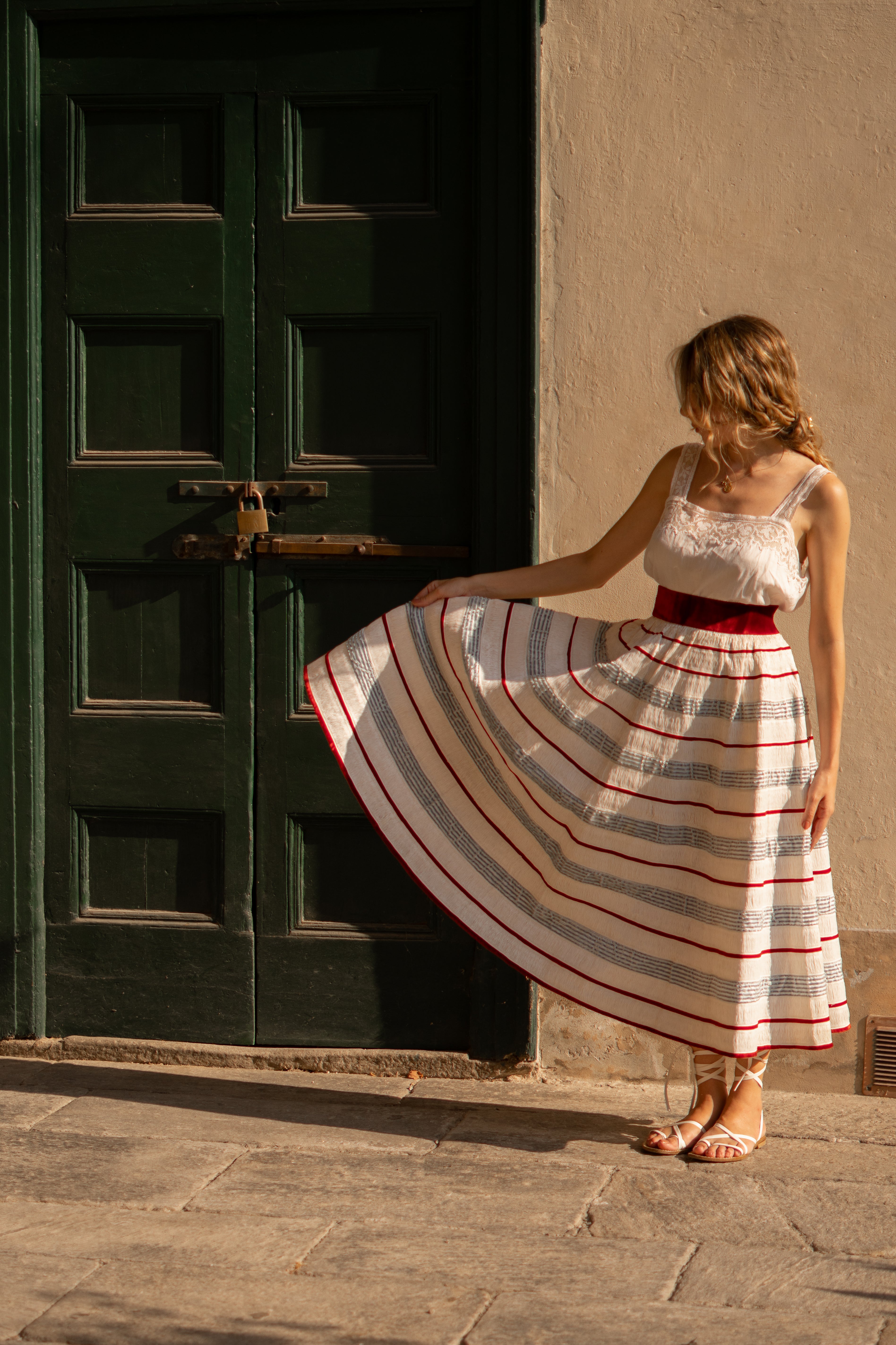 1950 Velvet Stripes Rafia Circle Skirt