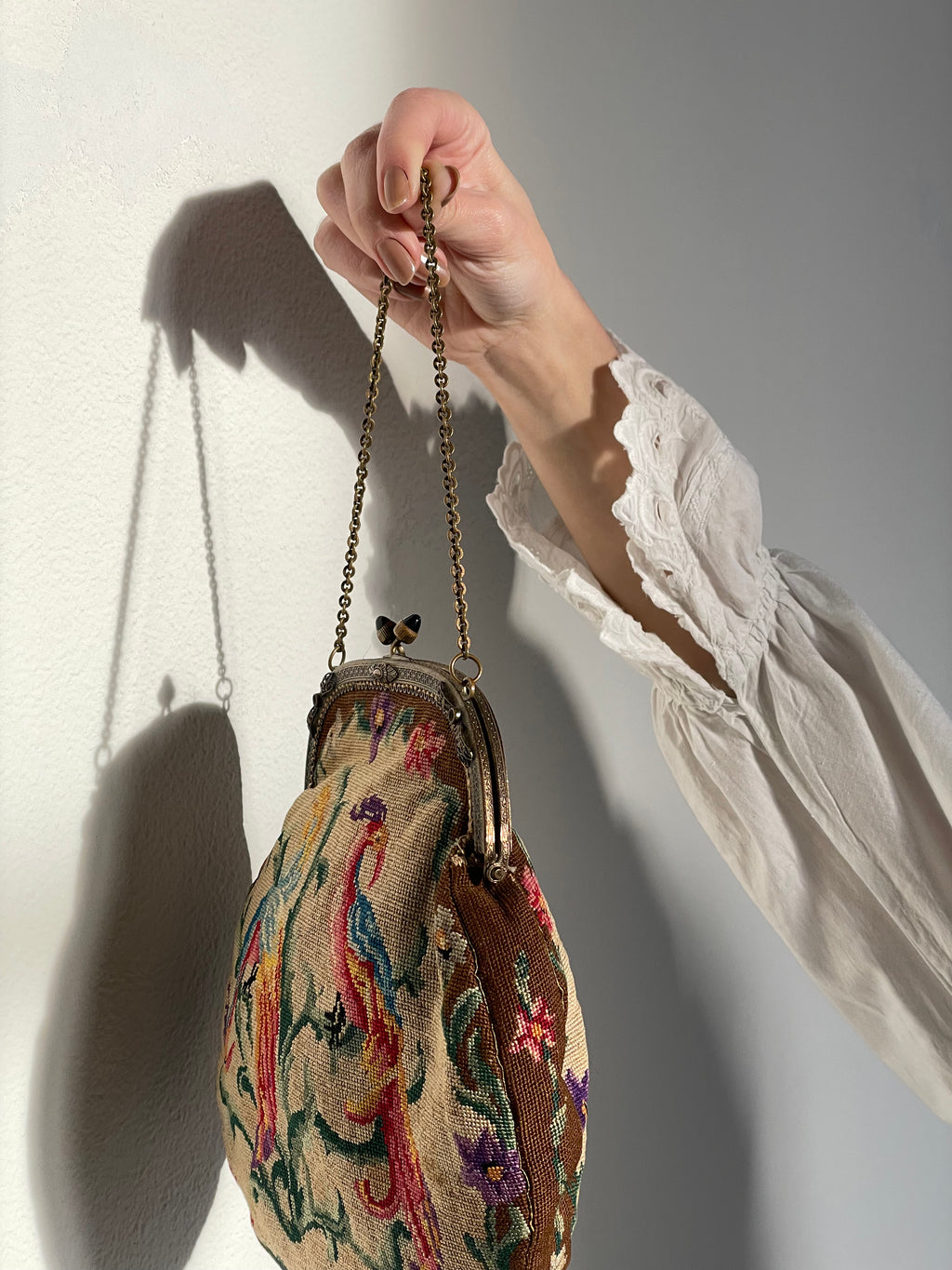 Antique Petit Point with Paradise Birds Purse