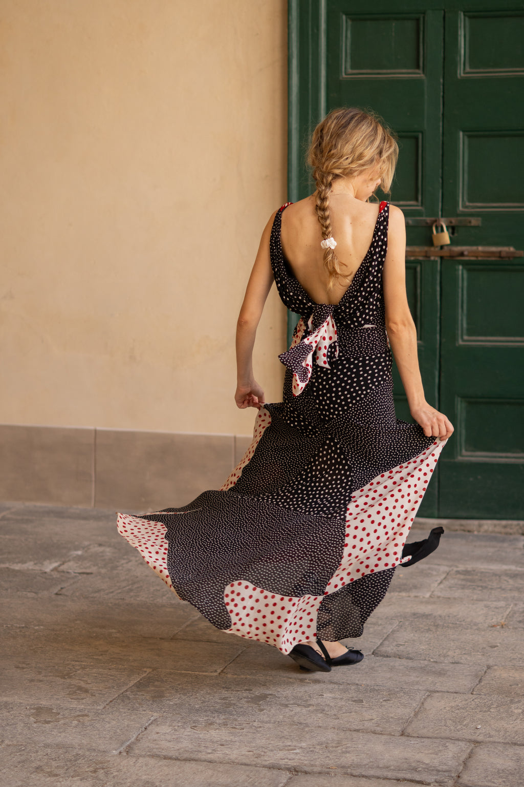 Y2K Odicini Couture Polka Dot Evening Dress