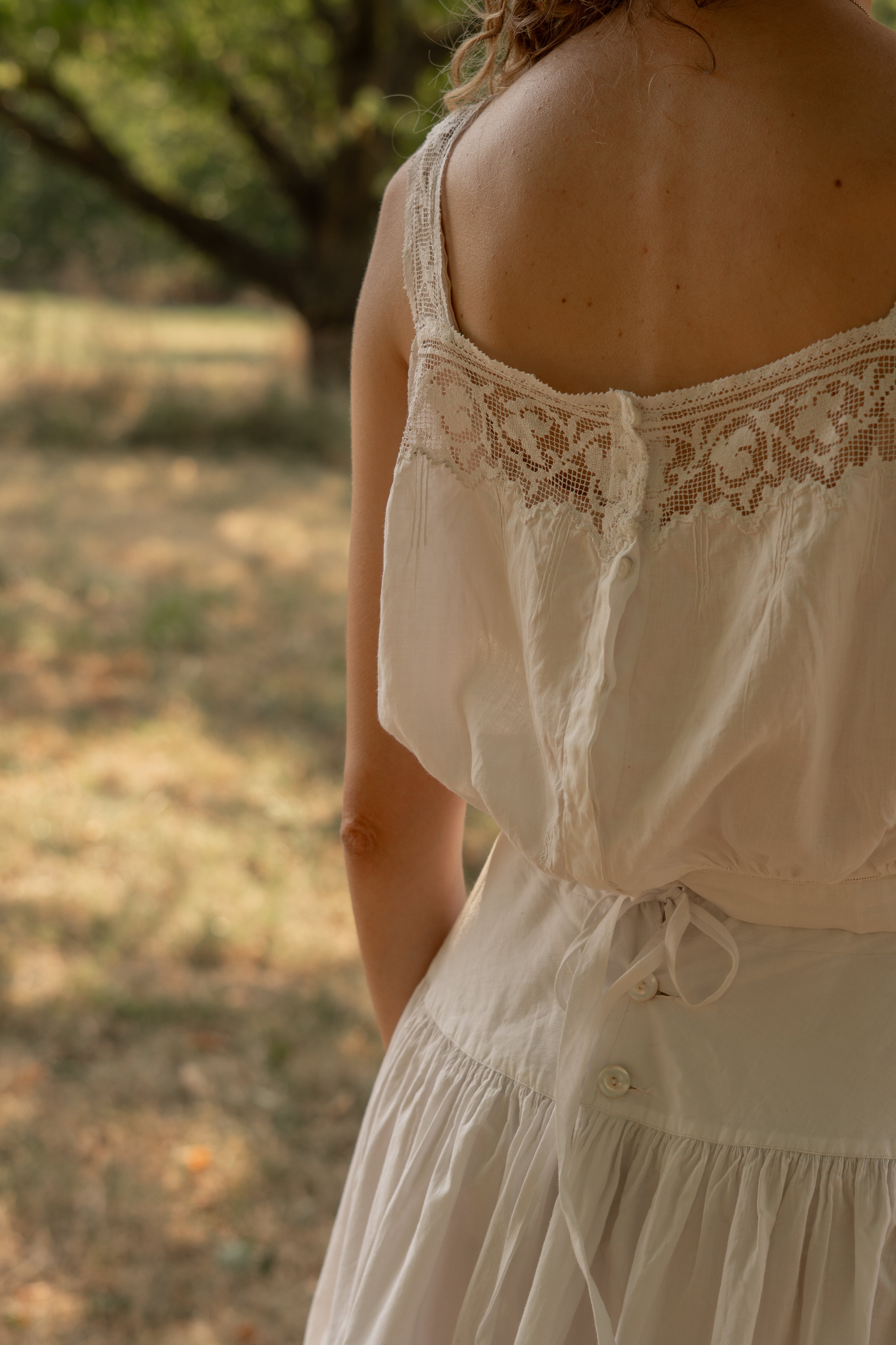 Antique Linen and Filet Lace Camisole
