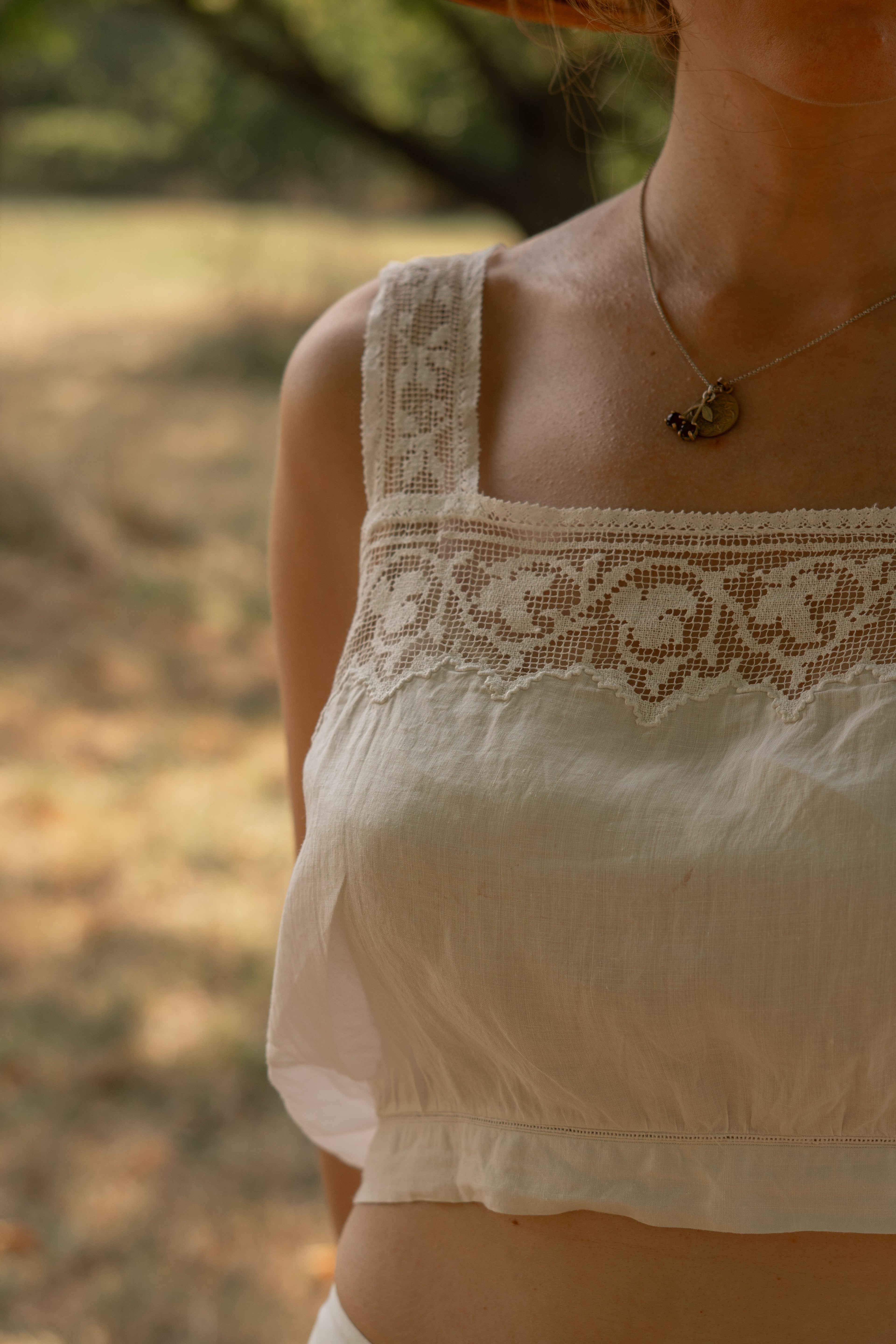 Antique Linen and Filet Lace Camisole
