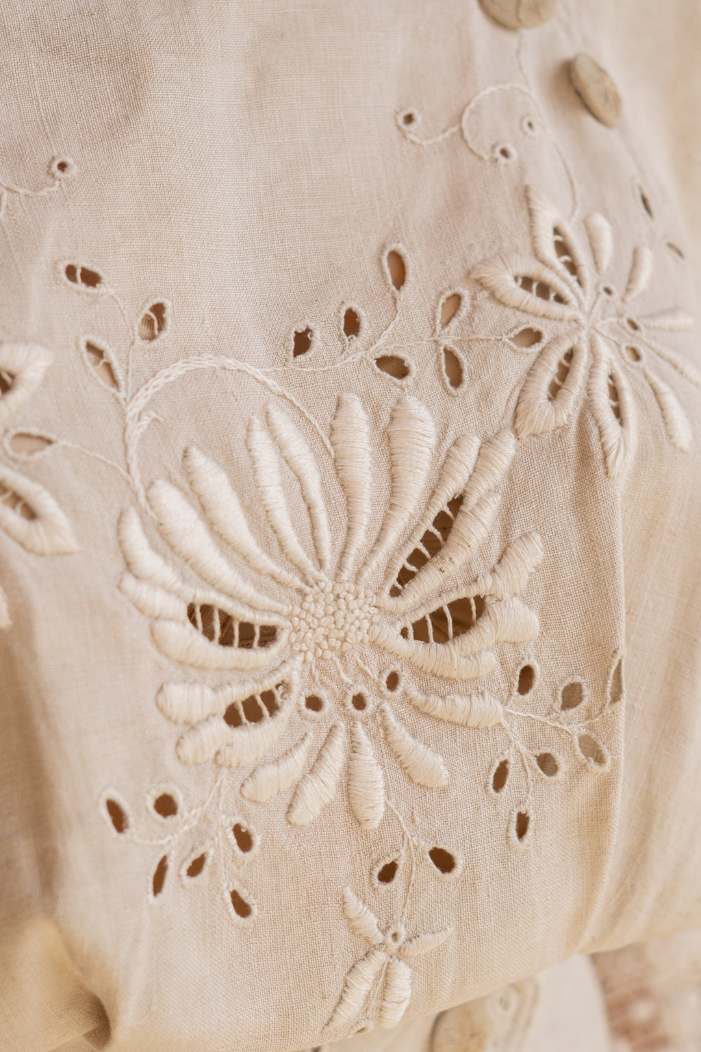 Edwardian Floral Embroidery Linen Dress