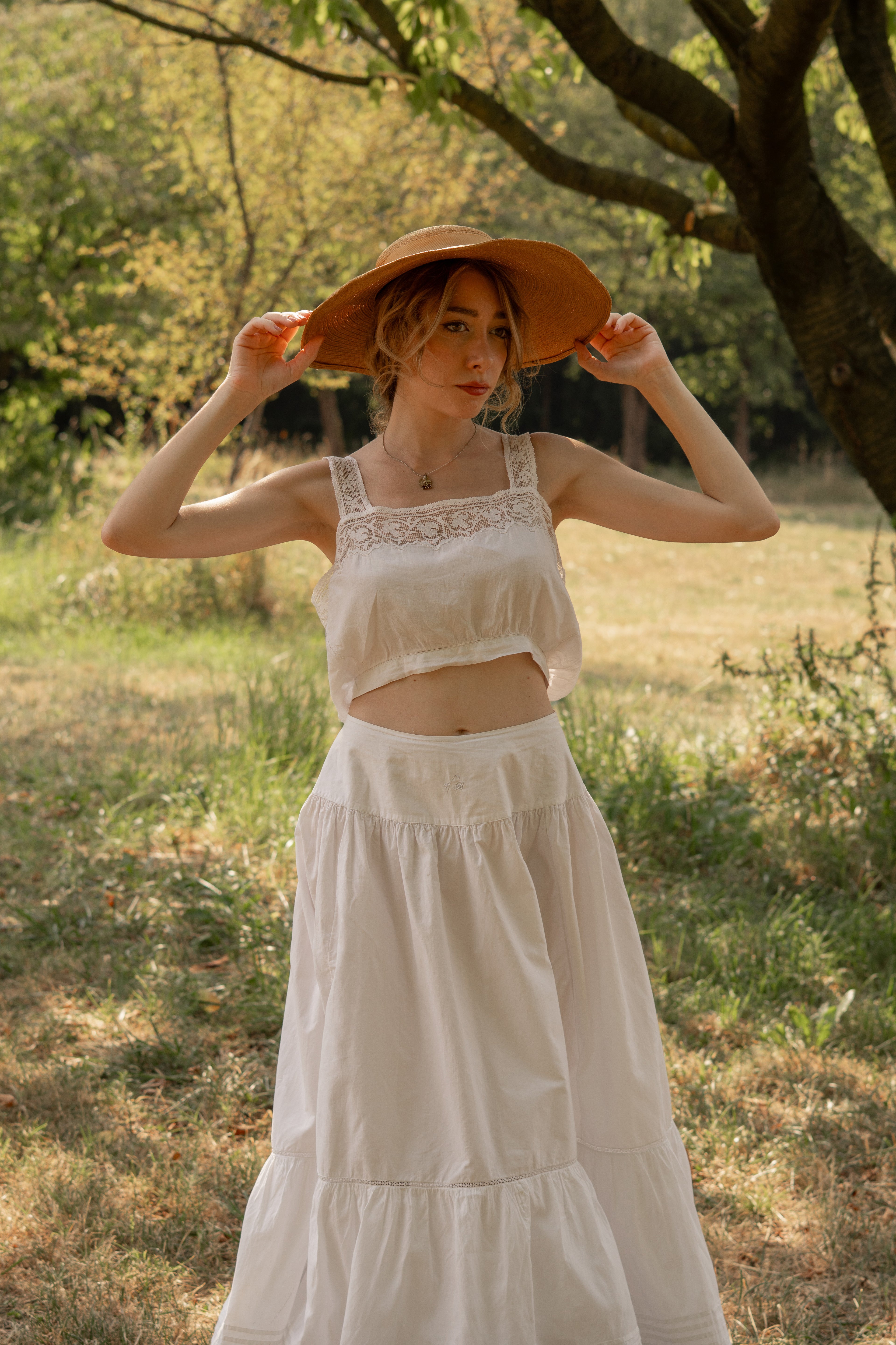 Antique Linen and Filet Lace Camisole