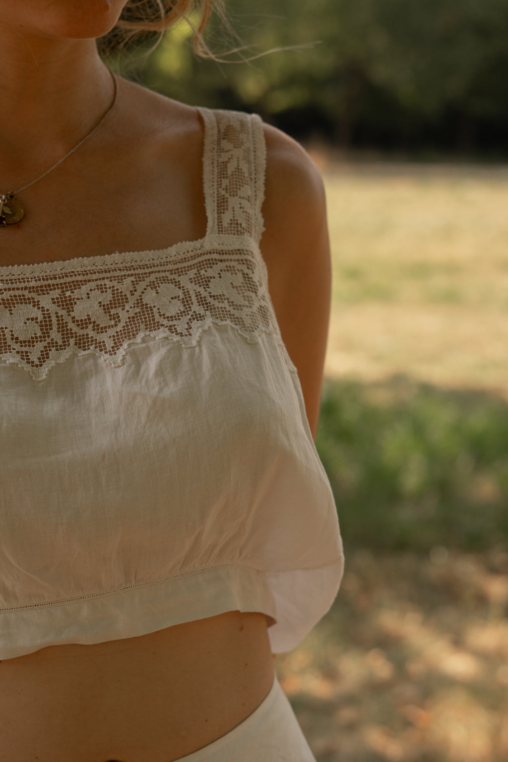 Antique Linen and Filet Lace Camisole