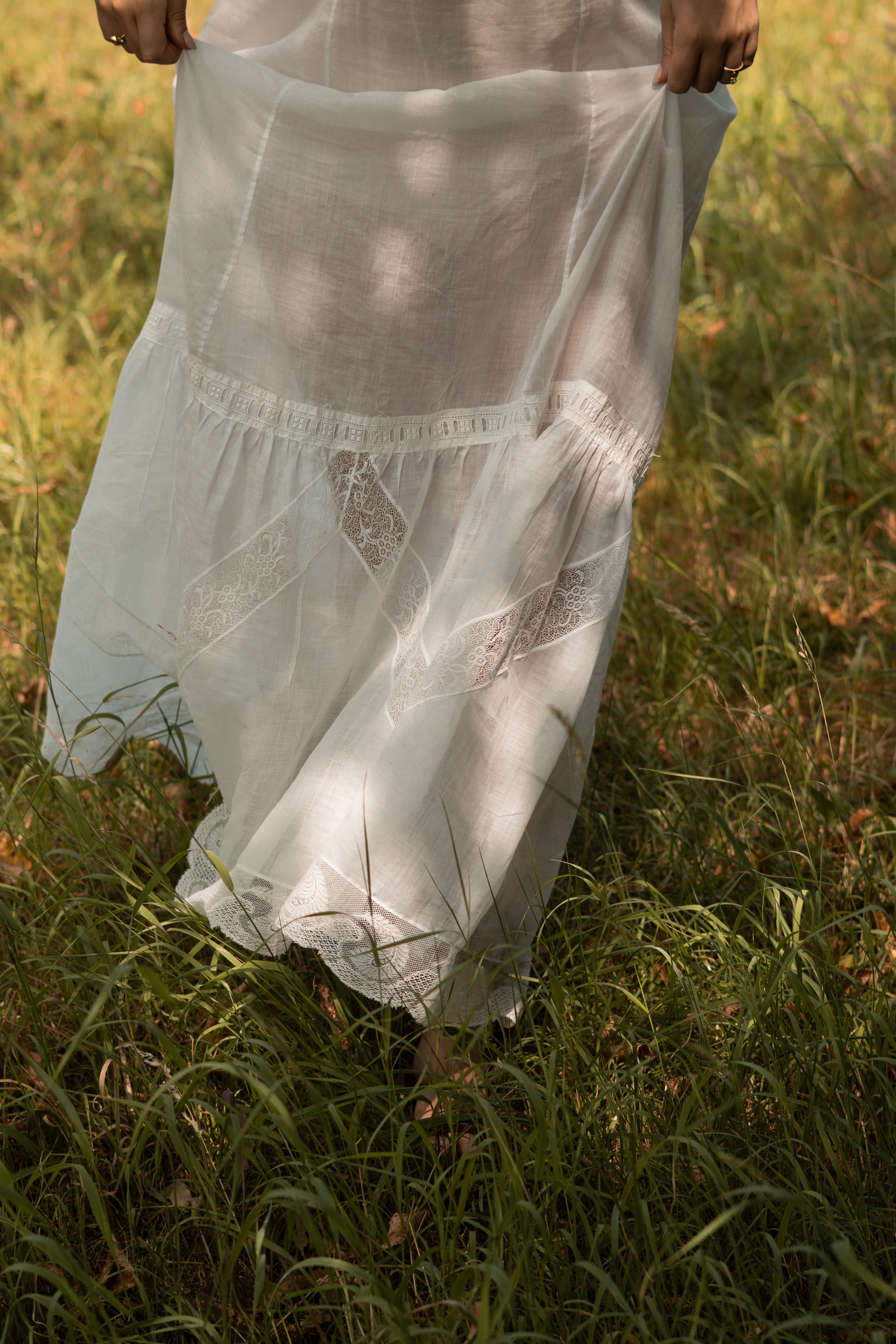 Antique Edwardian Cotton and Lace Slip Dress