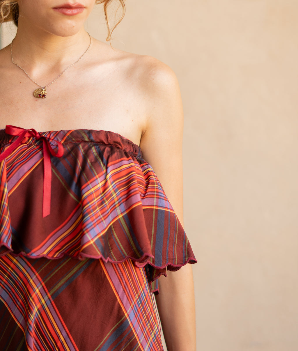 1970 Tartan Maxi Dress