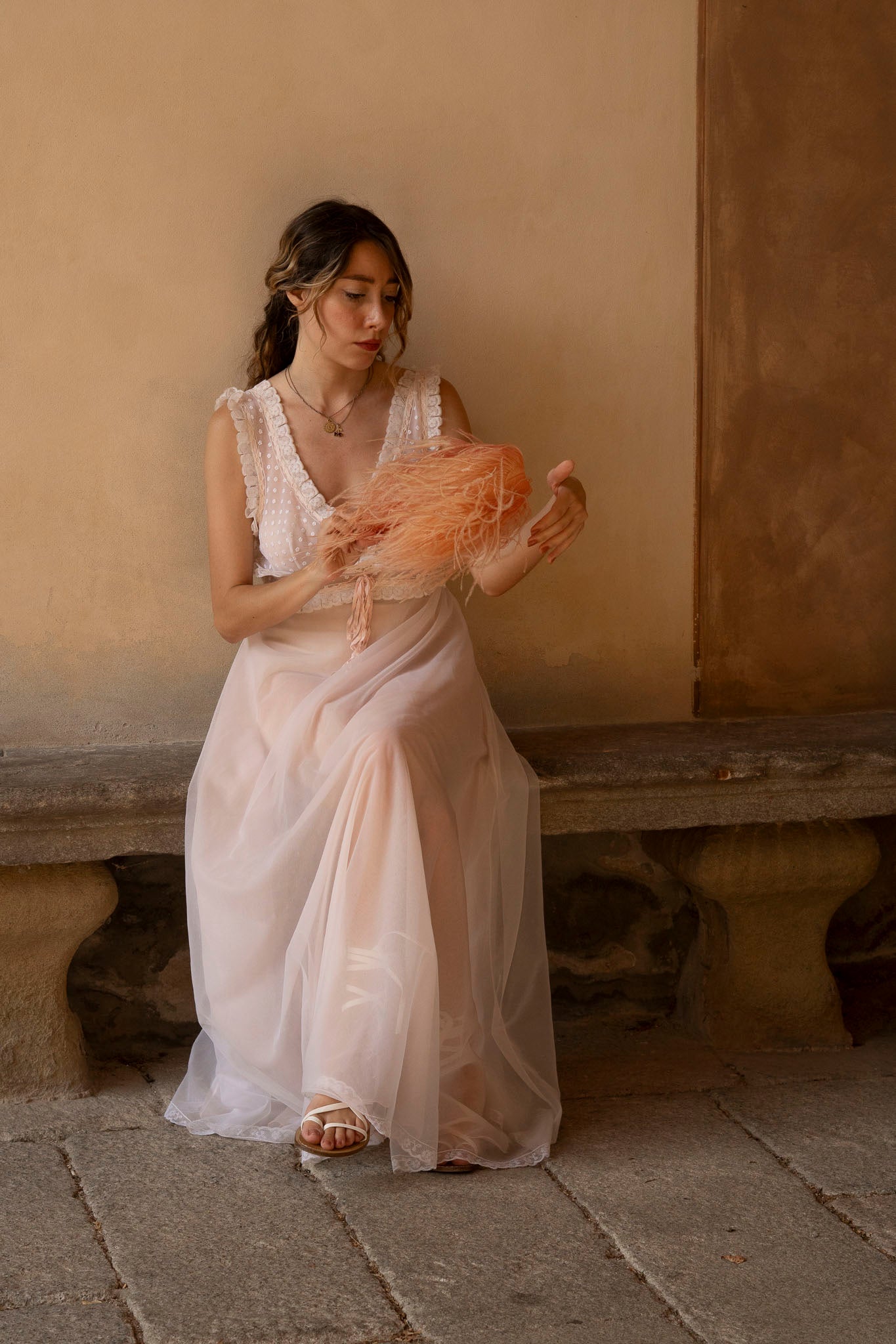 1960 Pale Pink Embroidered Nylon Nightgown