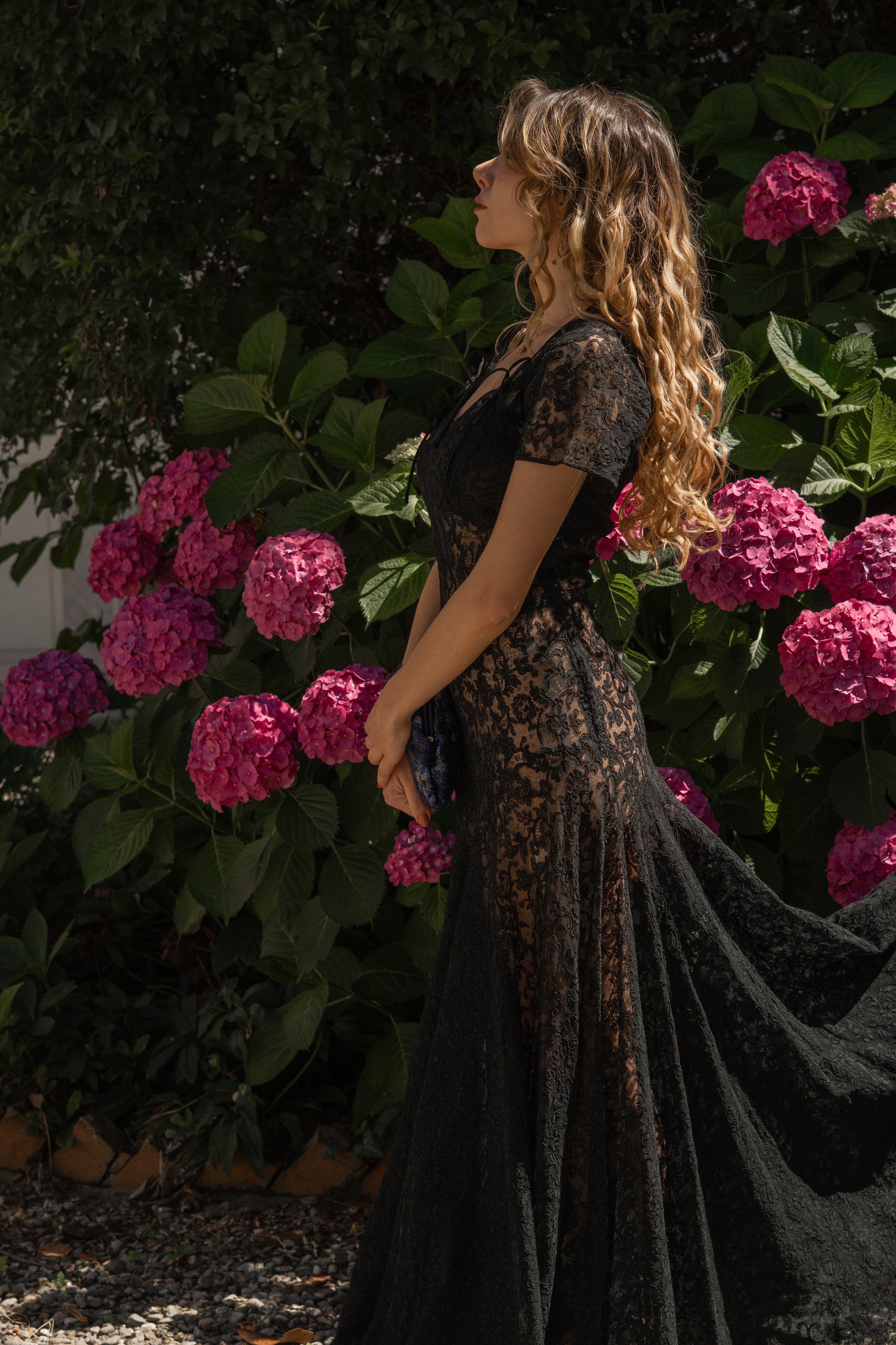 1930 Black Lace Evening Gown