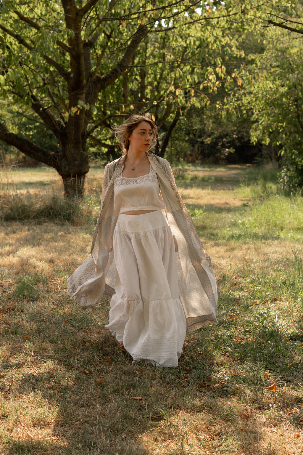 Antique 1870 Calico Cotton Wrapper Dress