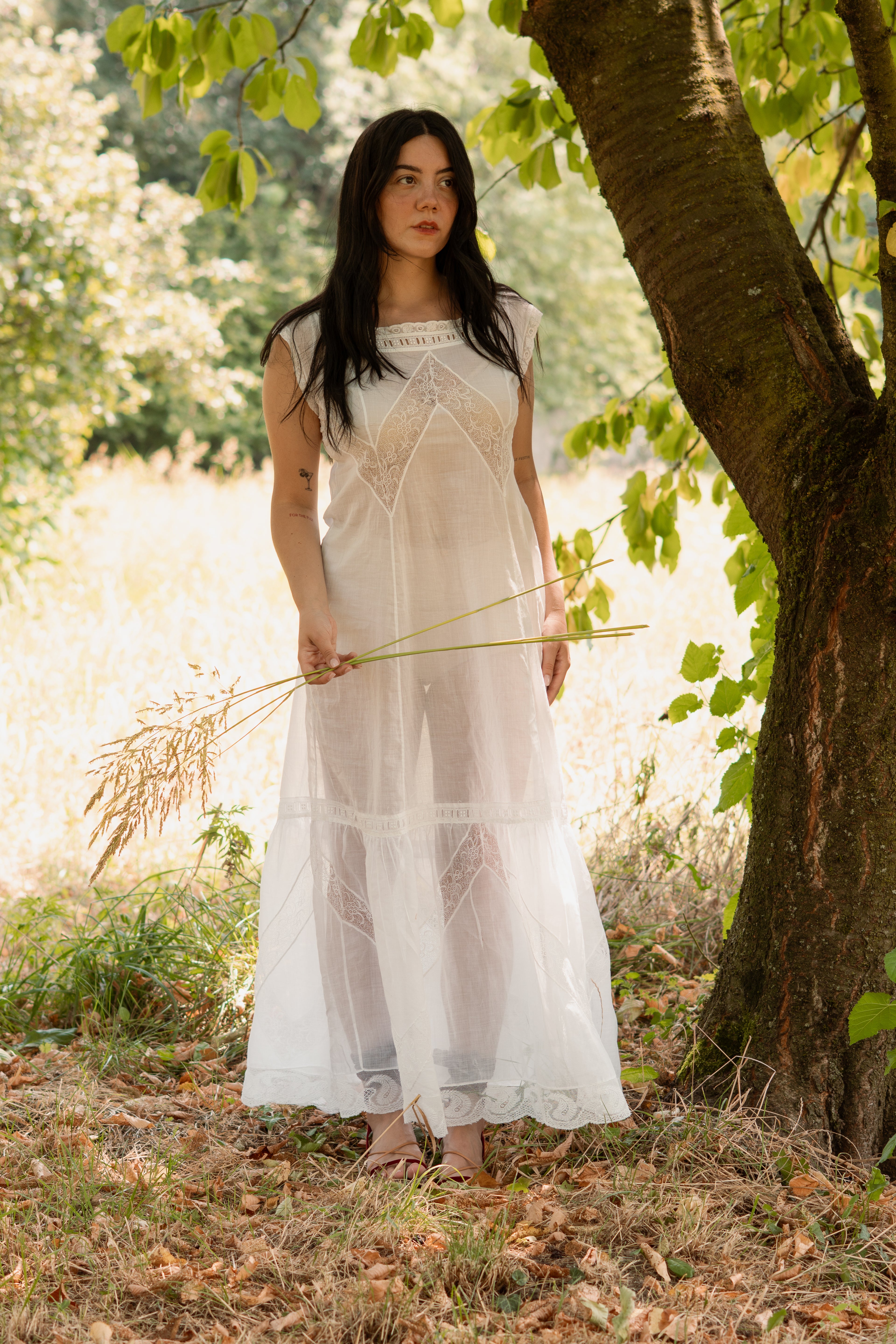 Antique Edwardian Cotton and Lace Slip Dress