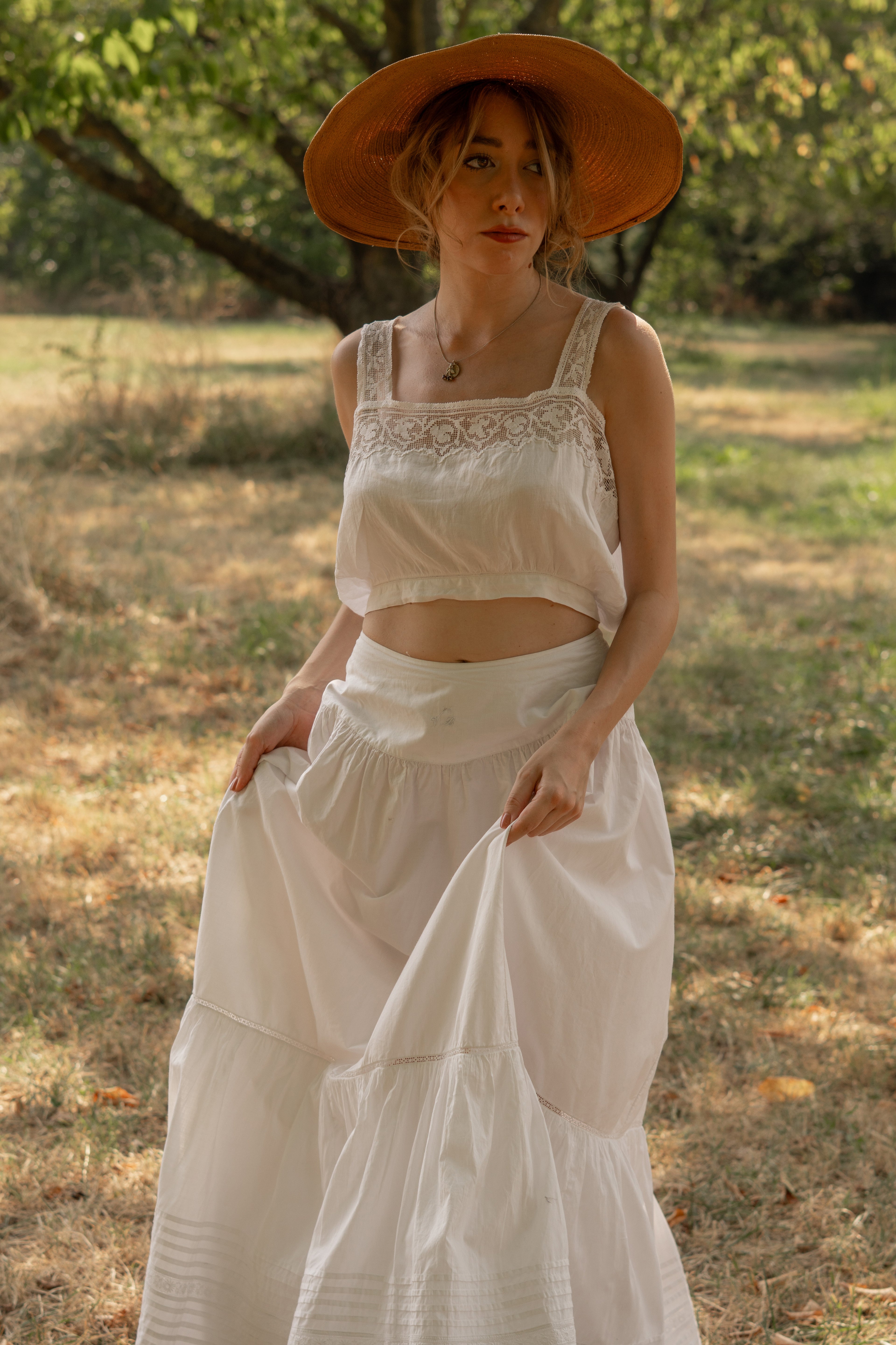 Antique Linen and Filet Lace Camisole