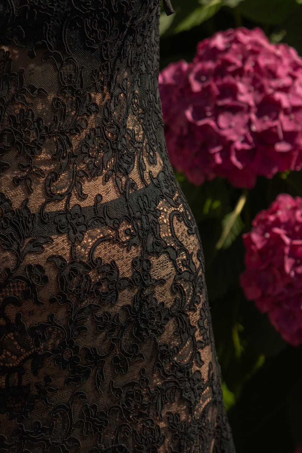 1930 Black Lace Evening Gown