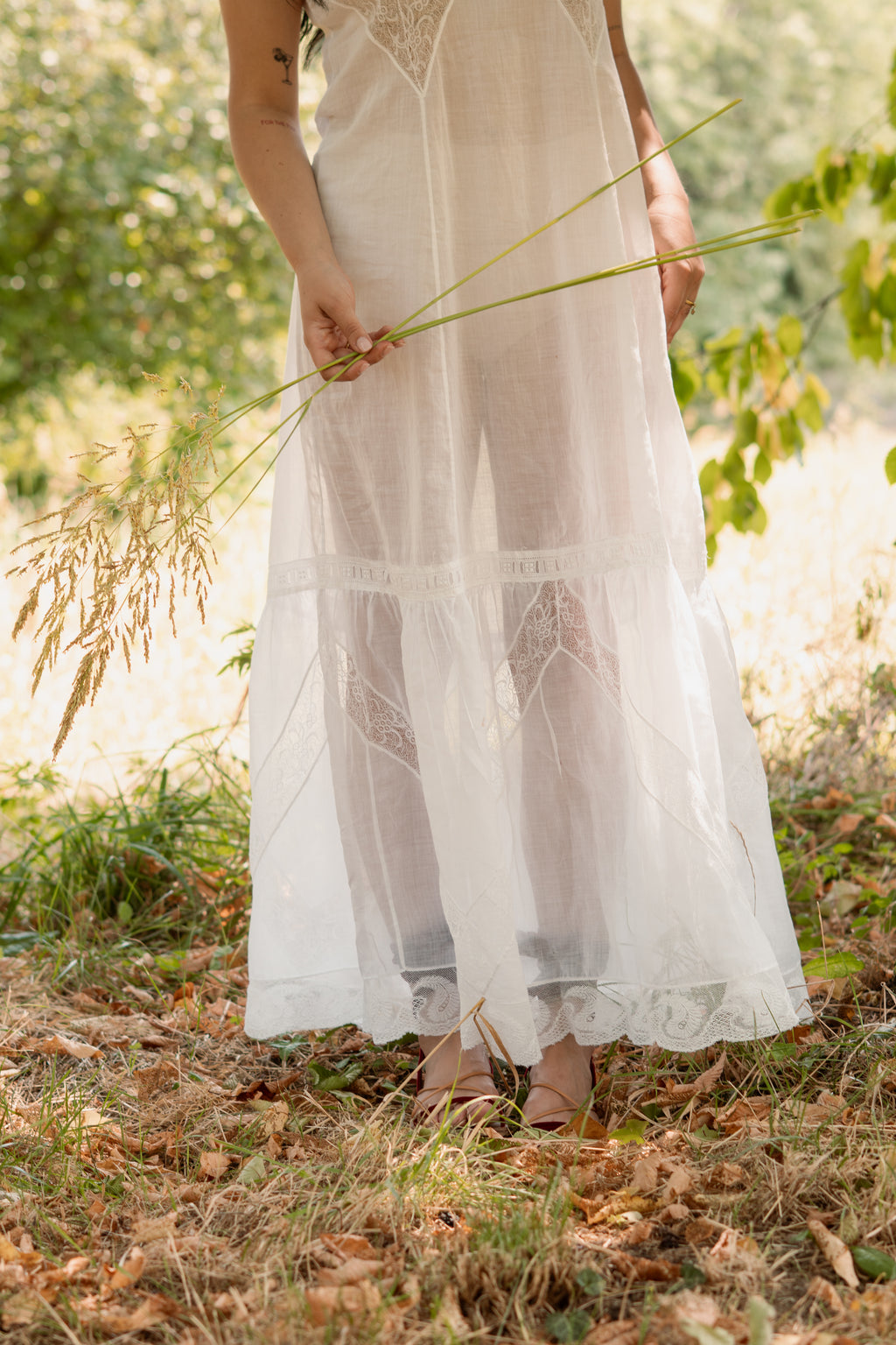 Antique Edwardian Cotton and Lace Slip Dress