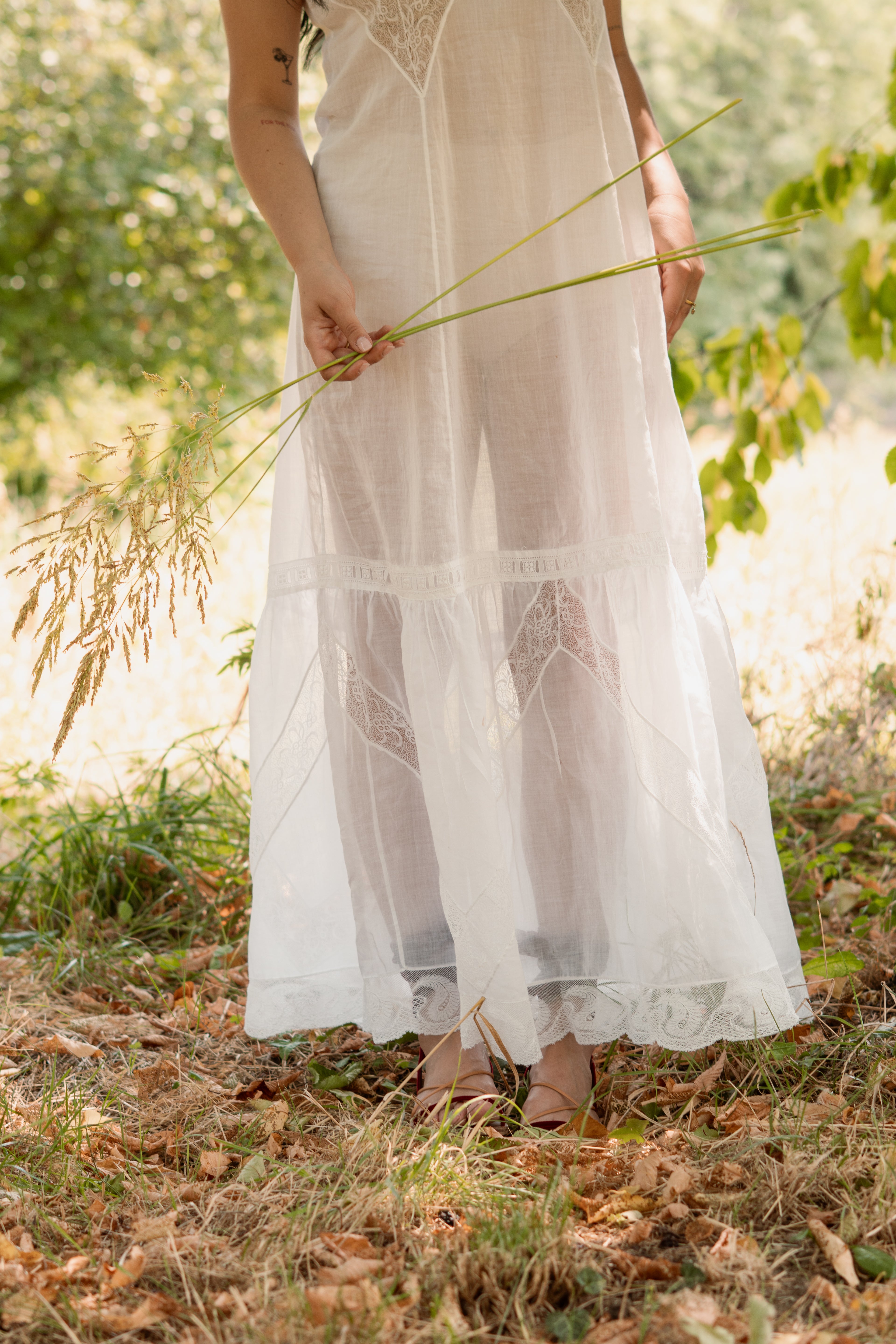 Antique Edwardian Cotton and Lace Slip Dress