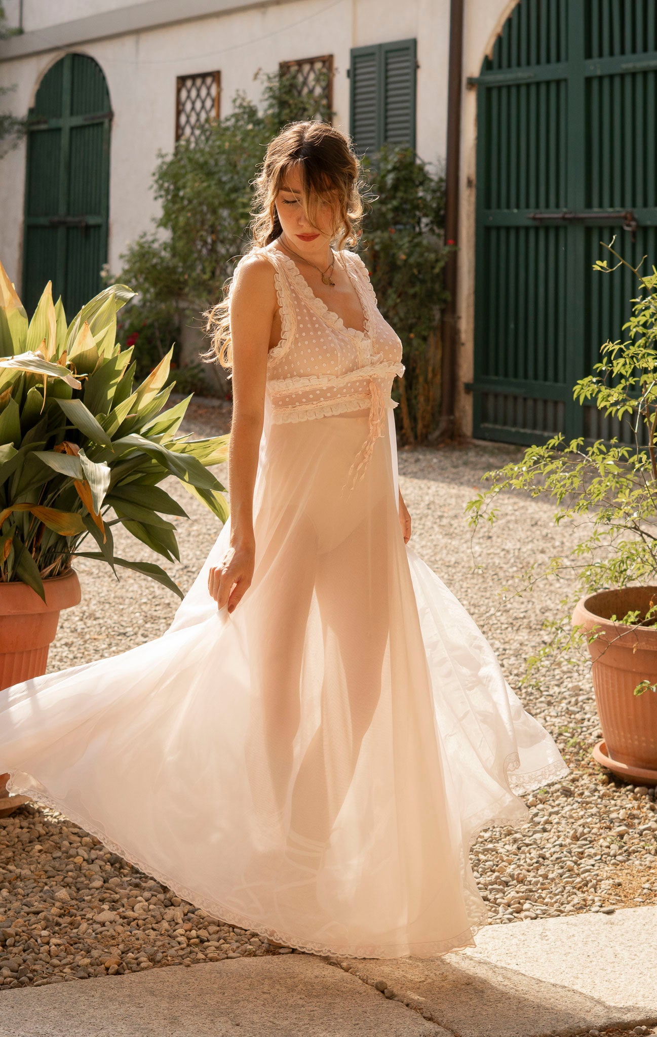 1960 Pale Pink Embroidered Nylon Nightgown