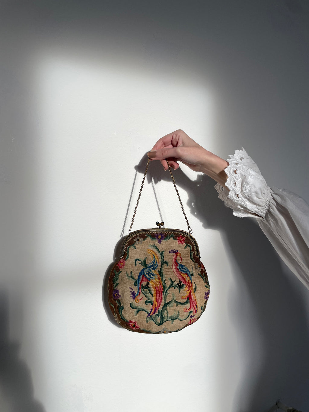 Antique Petit Point with Paradise Birds Purse