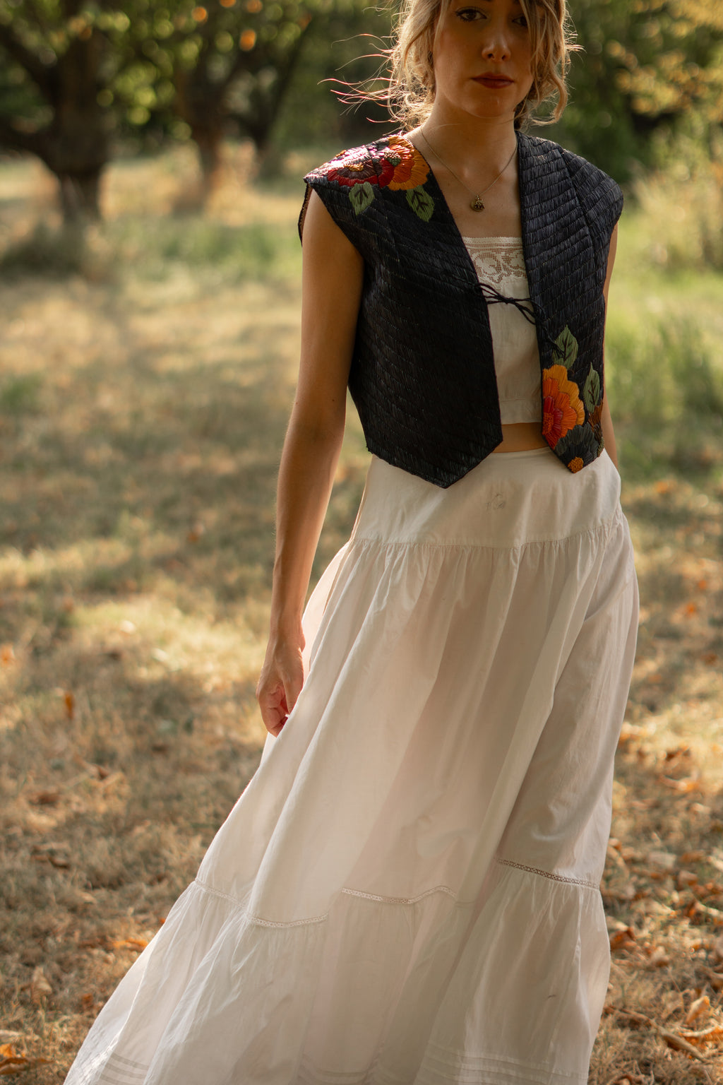 RARE 1920 Hand Embroidered Rafia Vest