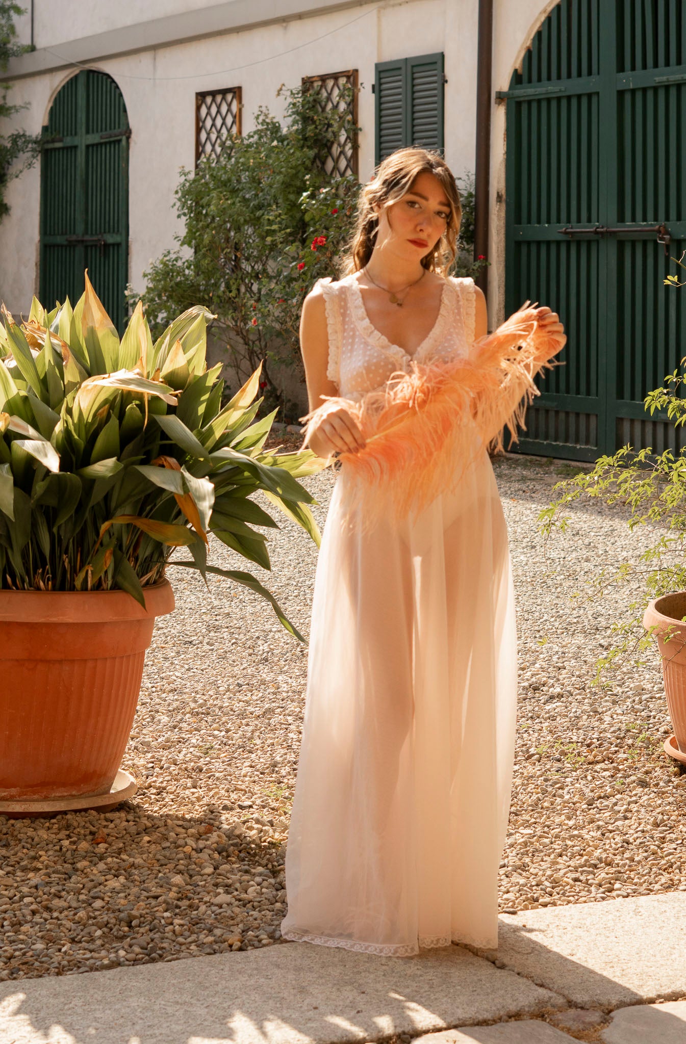 1960 Pale Pink Embroidered Nylon Nightgown