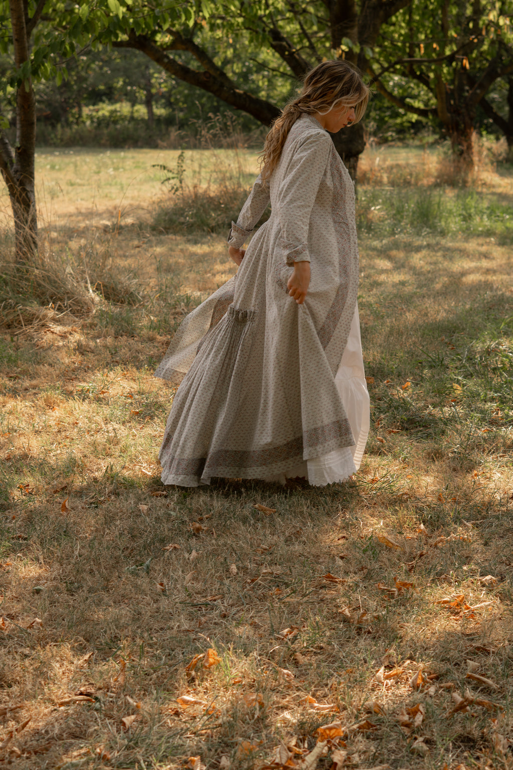 Antique 1870 Calico Cotton Wrapper Dress