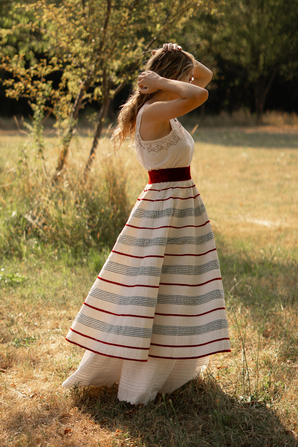 1950 Velvet Stripes Rafia Circle Skirt