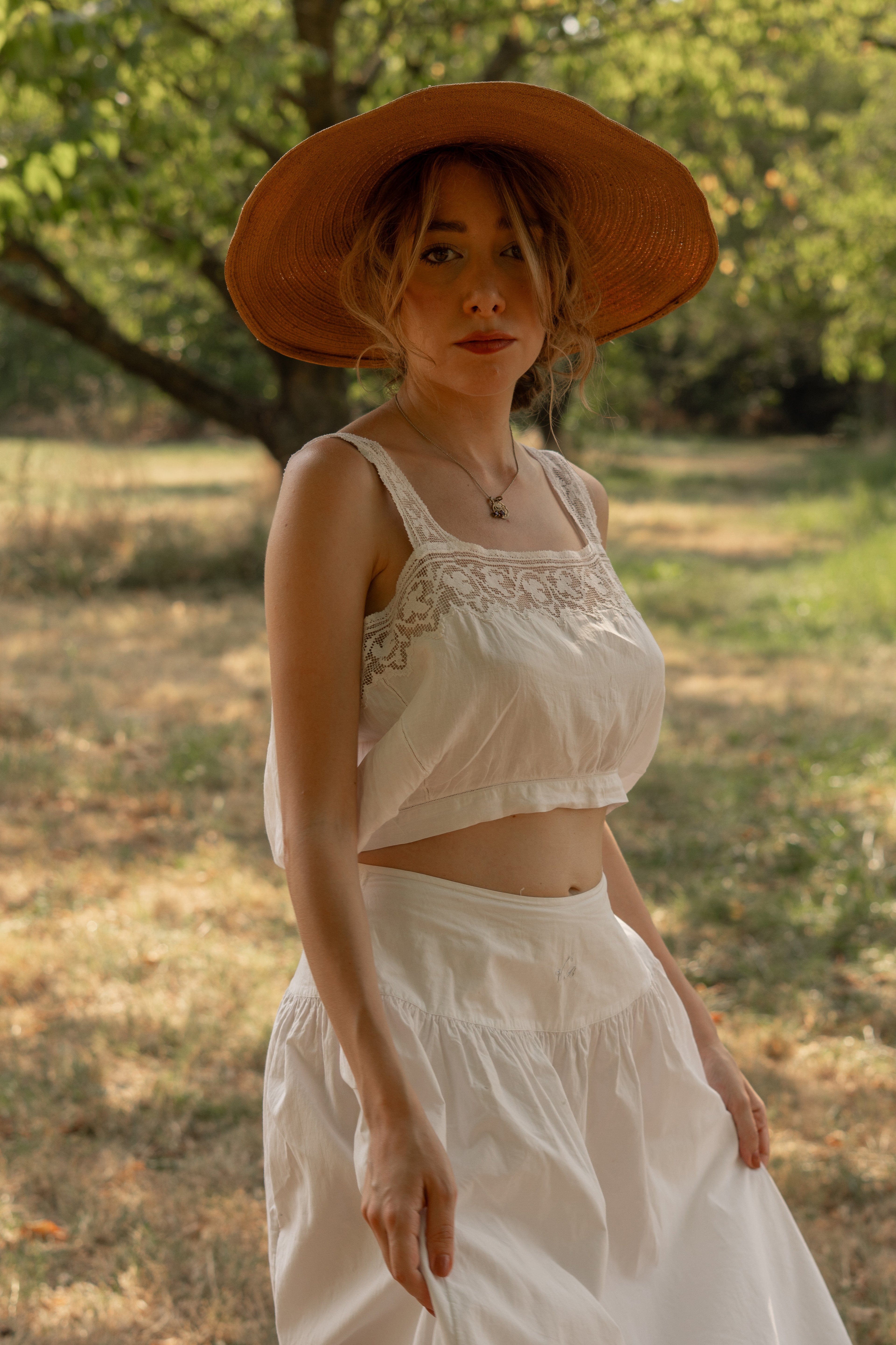 Antique Linen and Filet Lace Camisole