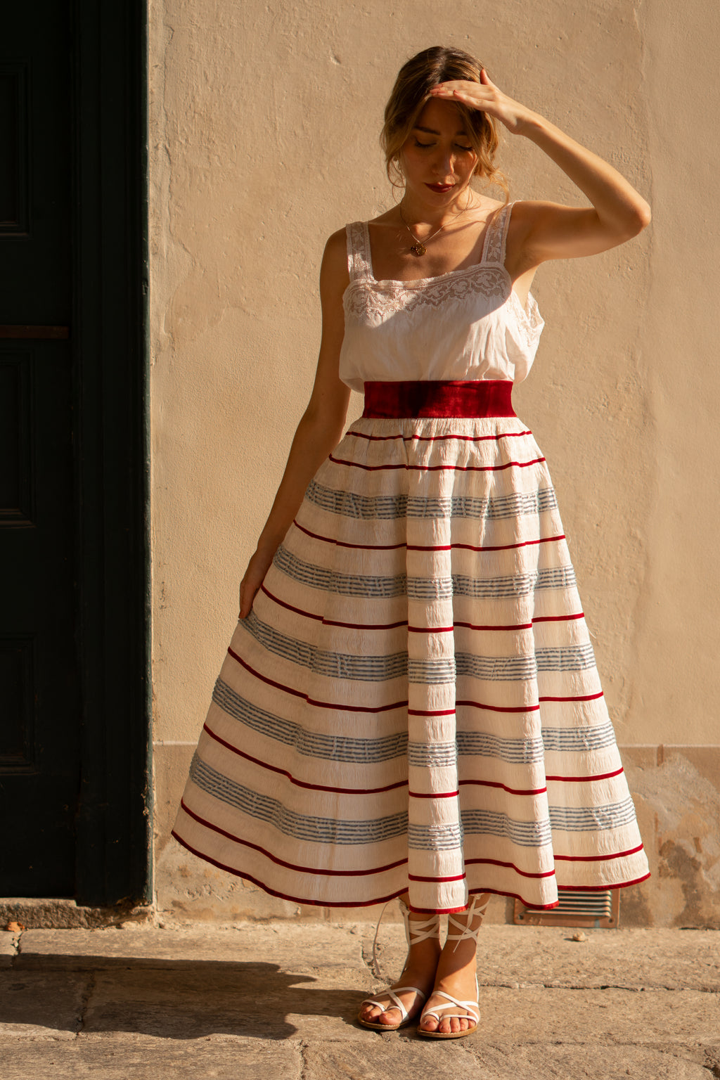 1950 Velvet Stripes Rafia Circle Skirt