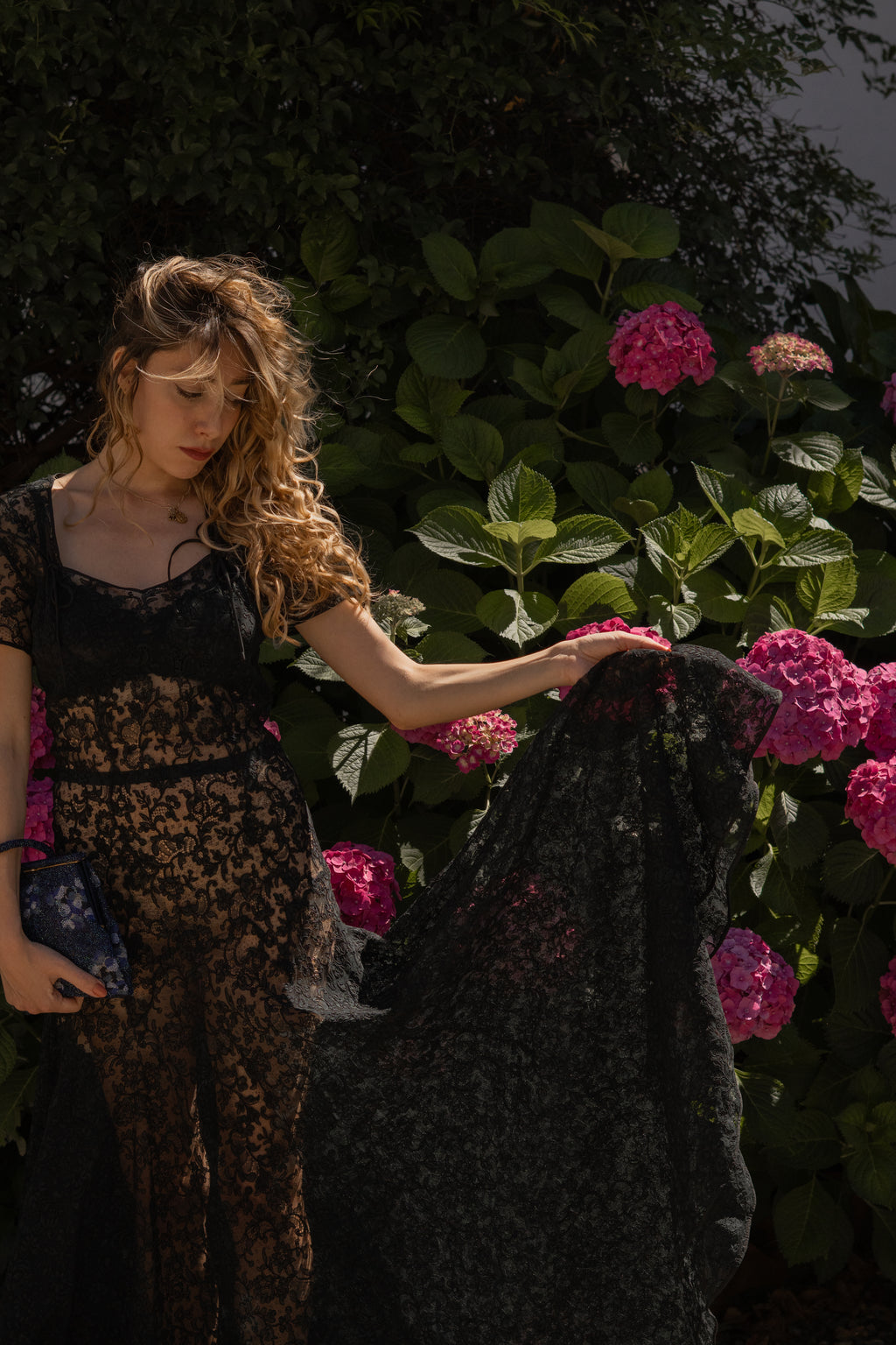 1930 Black Lace Evening Gown