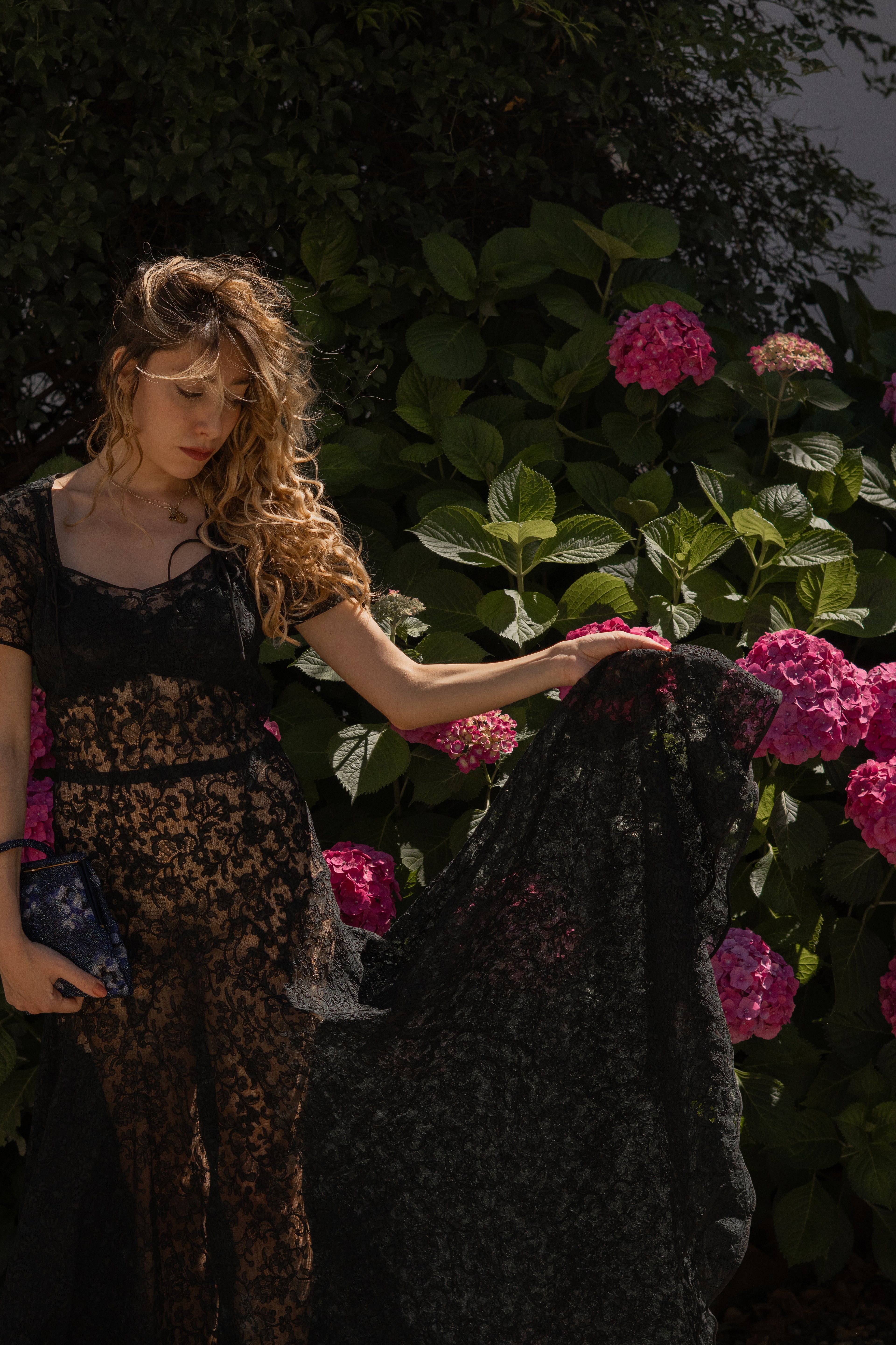 1930 Black Lace Evening Gown