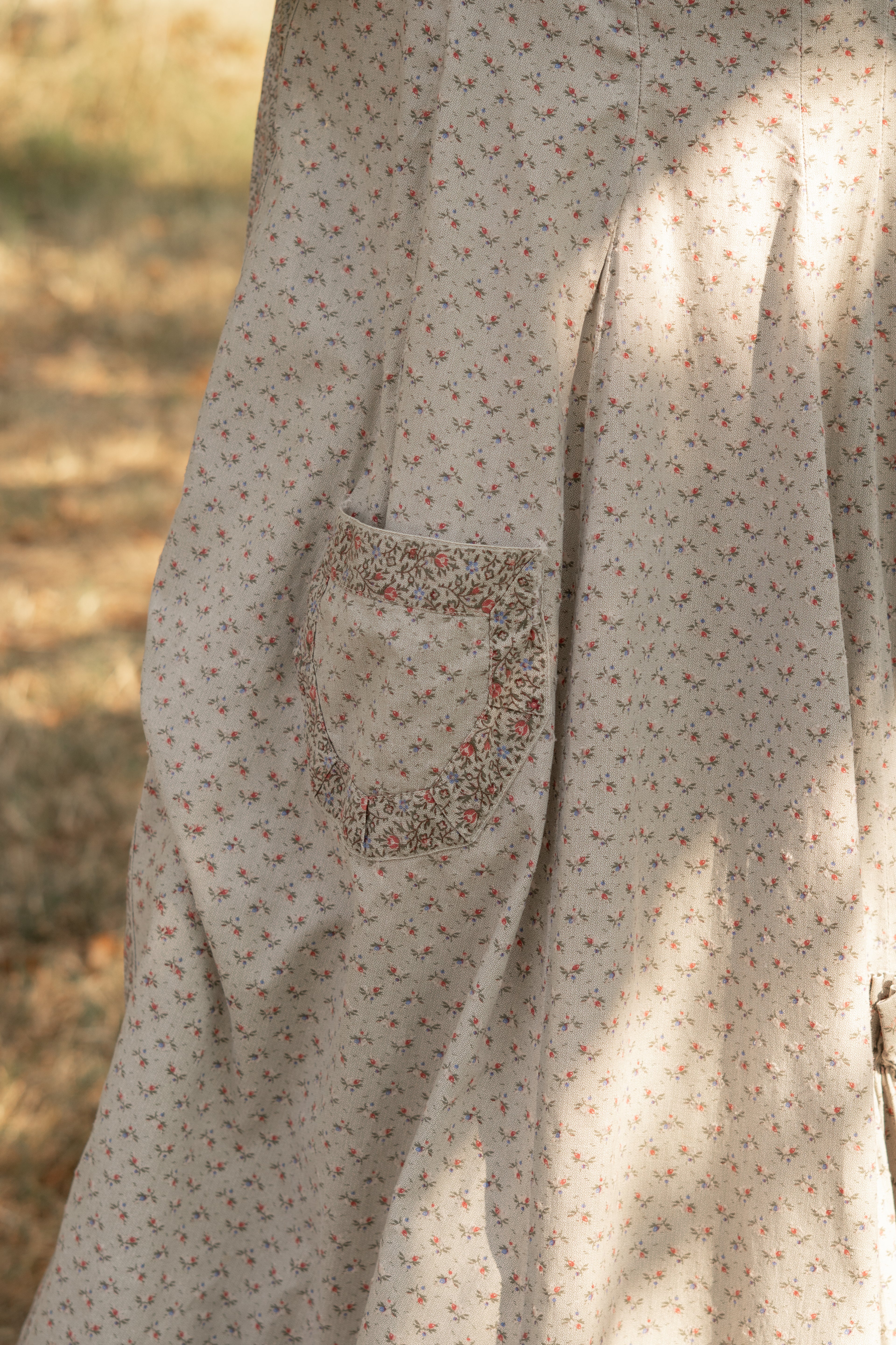 Antique 1870 Calico Cotton Wrapper Dress