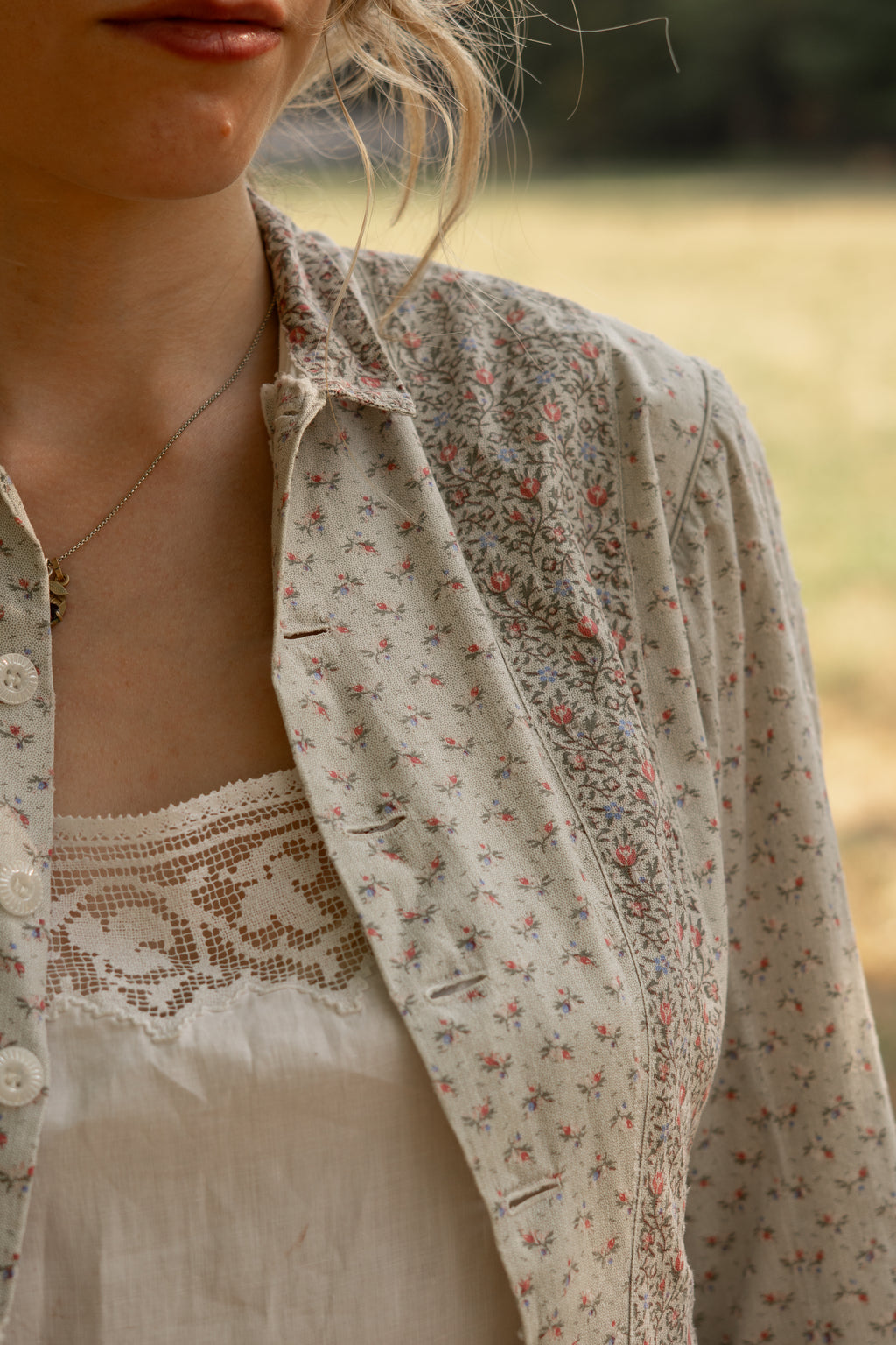 Antique 1870 Calico Cotton Wrapper Dress