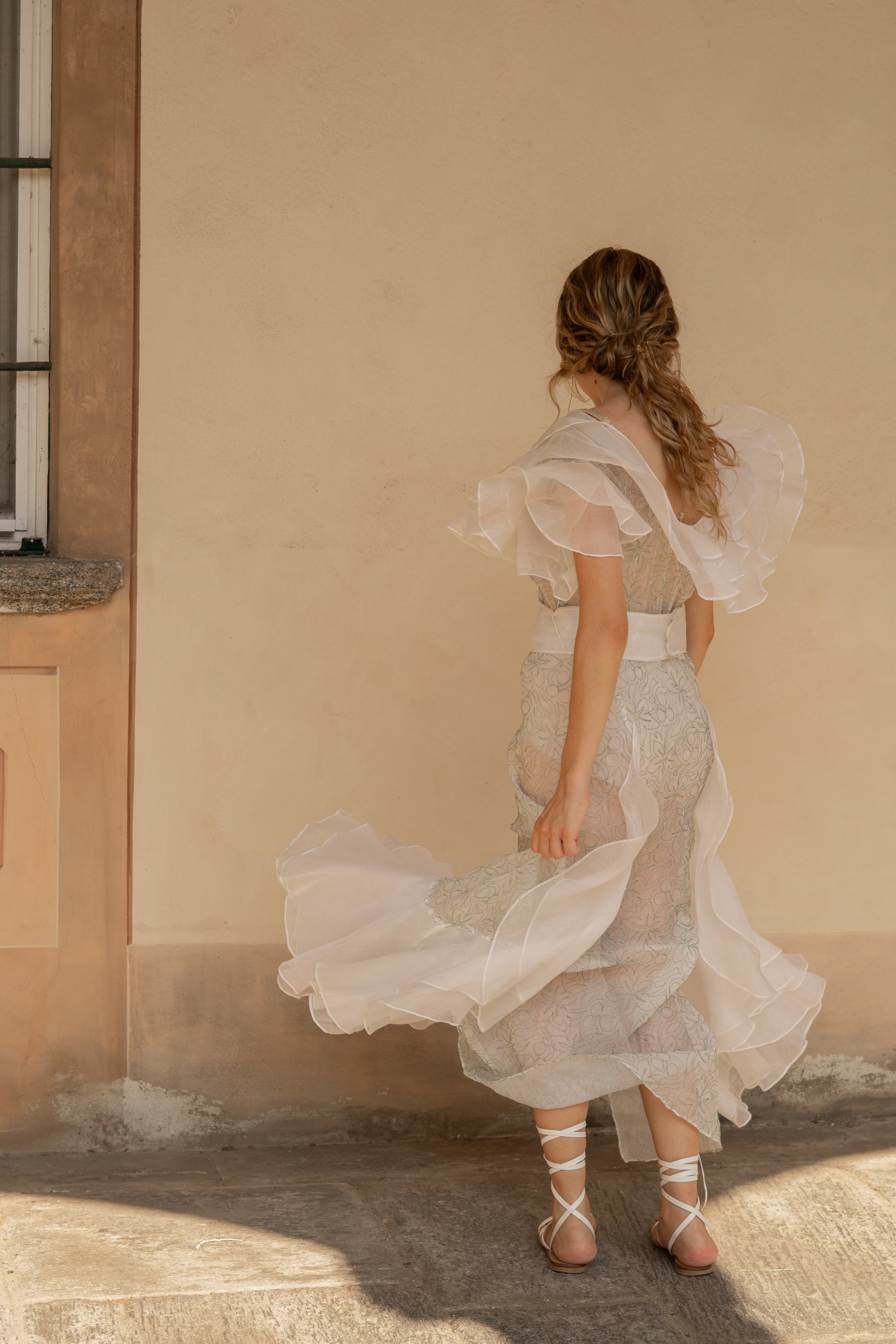 1930 Embroidered Cotton Organdy Garden Party Dress